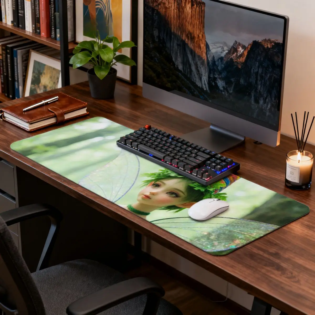 

Green Forest Fairy Mouse Pad, RGB Oversized, 2D Print, Durable for Office/Dorm