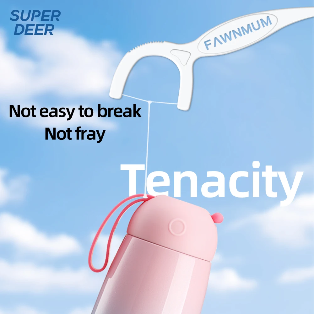 Super Deer 60PCS Individually Wrapped Dental Floss Toothpicks Fresh Breath Floss Stick Portable and Hygienic For Travelers