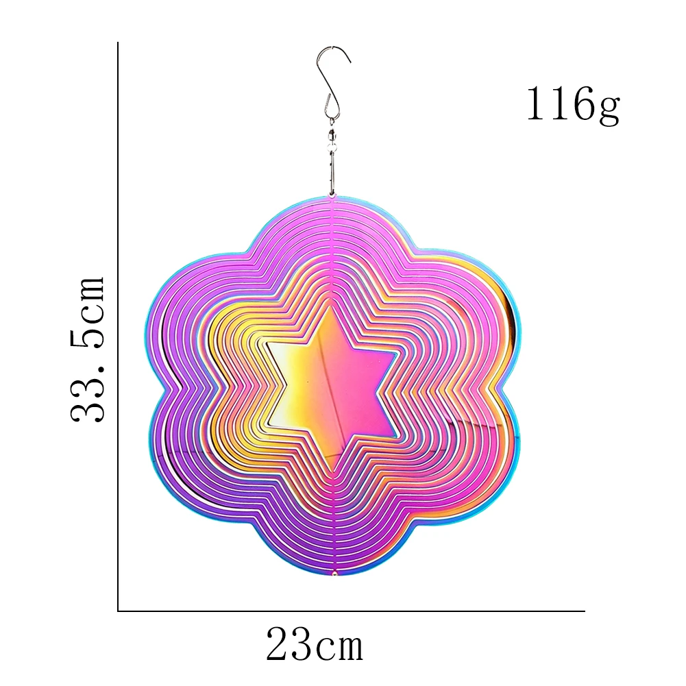 Bunter Schillernder Edelstahl Solomon Stern Windspinner 3D Rotierendes Hexagramm für Garten Heim Outdoor Deko Ornament Geschenk – Detail 6