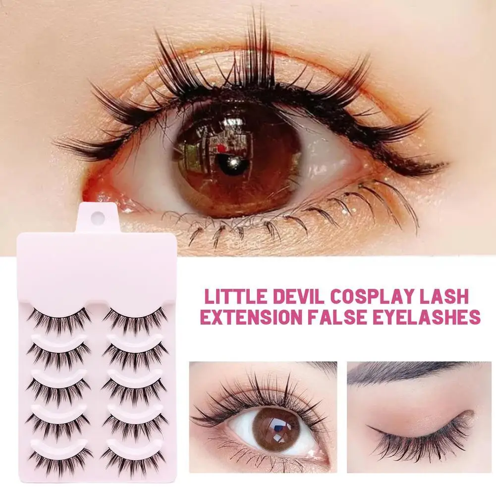 Manga-Wimpern, 5 Paar, kleiner Teufel, falsche Wimpern, Anime-Cosplay-Wimpern, dicke falsche Wimpern, tägliches Dating-Make-up