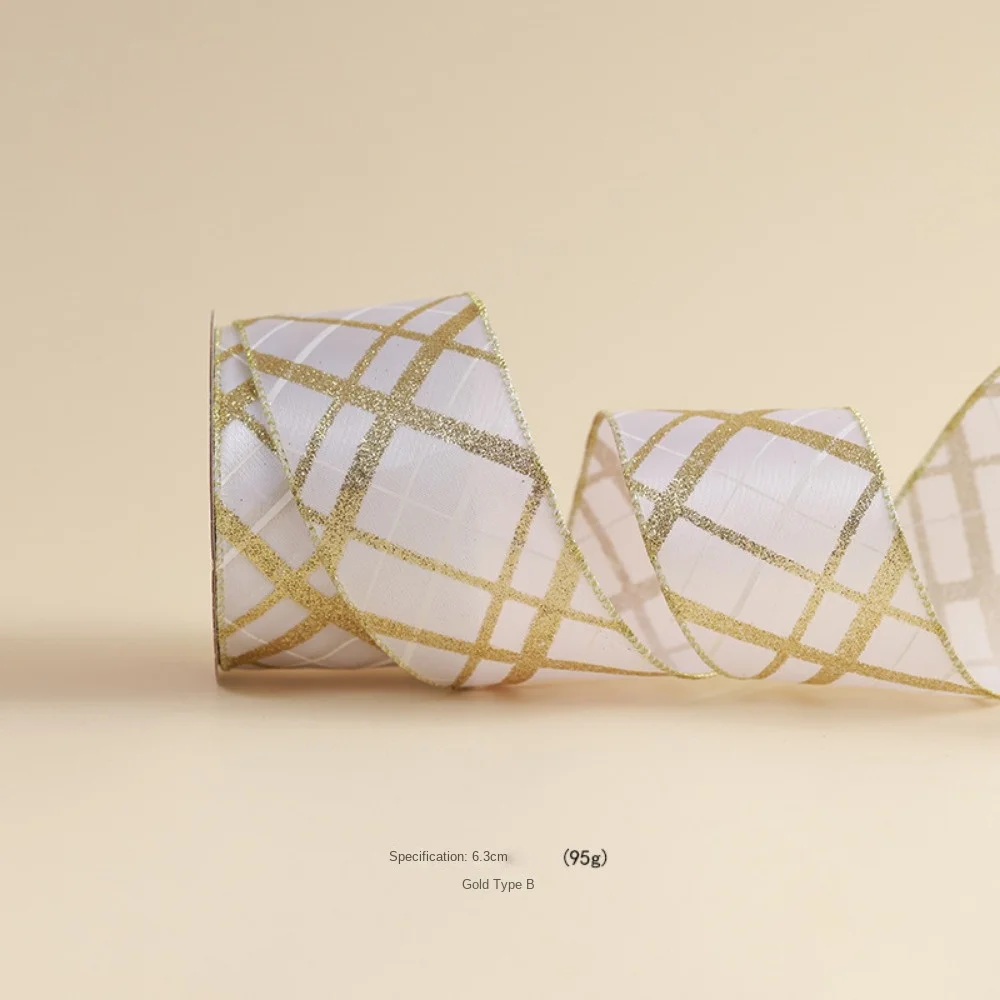 ริบบิ้นสำหรับเทศกาลคริสต์มาสยาว10หลาริบบิ้นสานขอบสีทองแบบสานวัสดุทำจากป่านเทียมวัสดุโบว์เตรียมและผลิตด้วยตนเอง