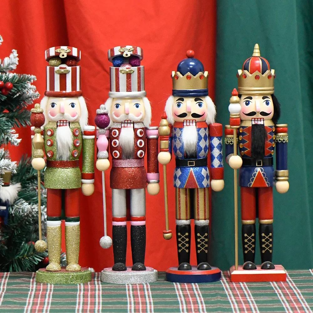 Wooden Nutcracker Soldier Figurines, Ornaments, Puppet, Desktop Crafts, Kids Gifts, Christmas Home Decorations, 36cm