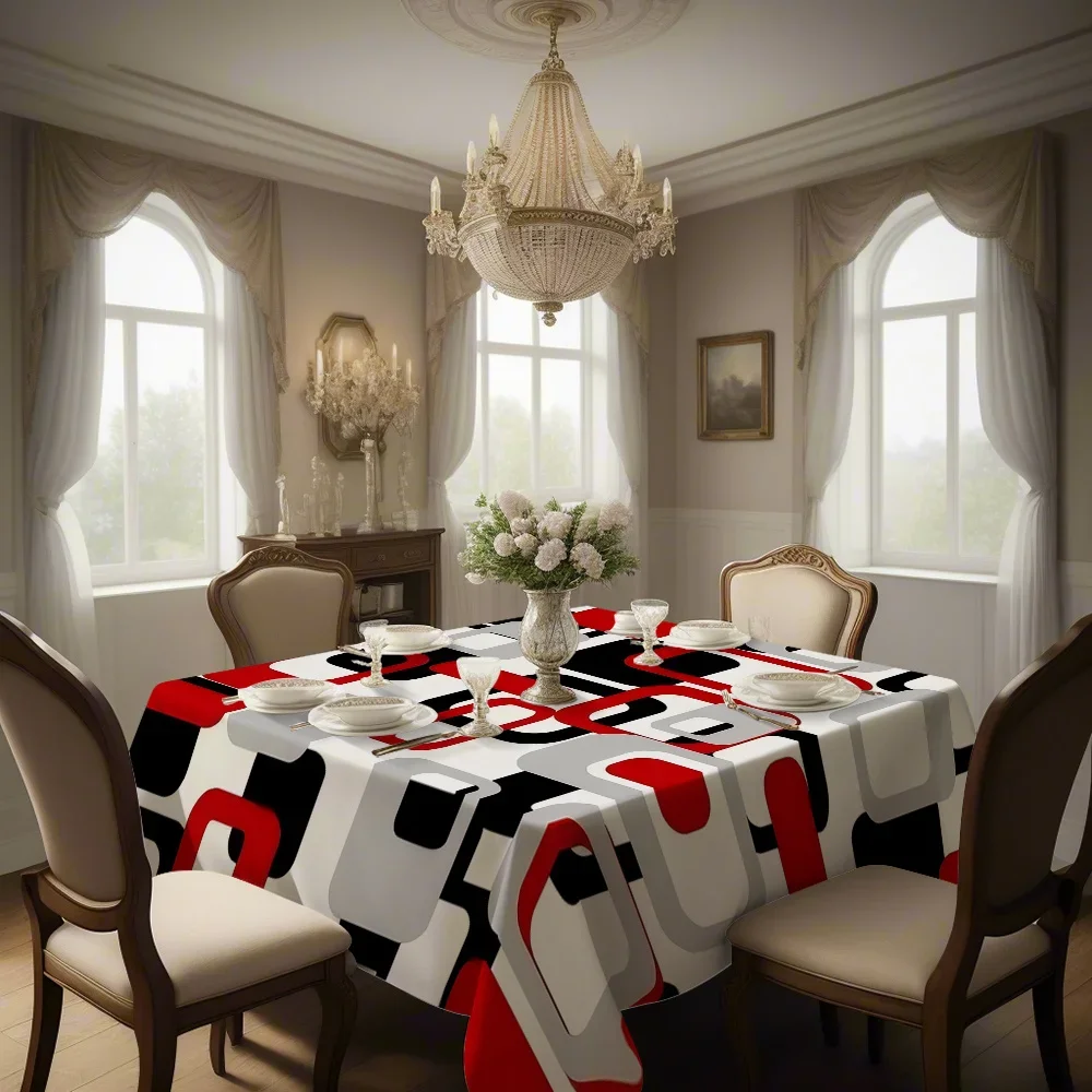 One fashion black and red style series patterned printed square tablecloth, a table decoration itemxzj
