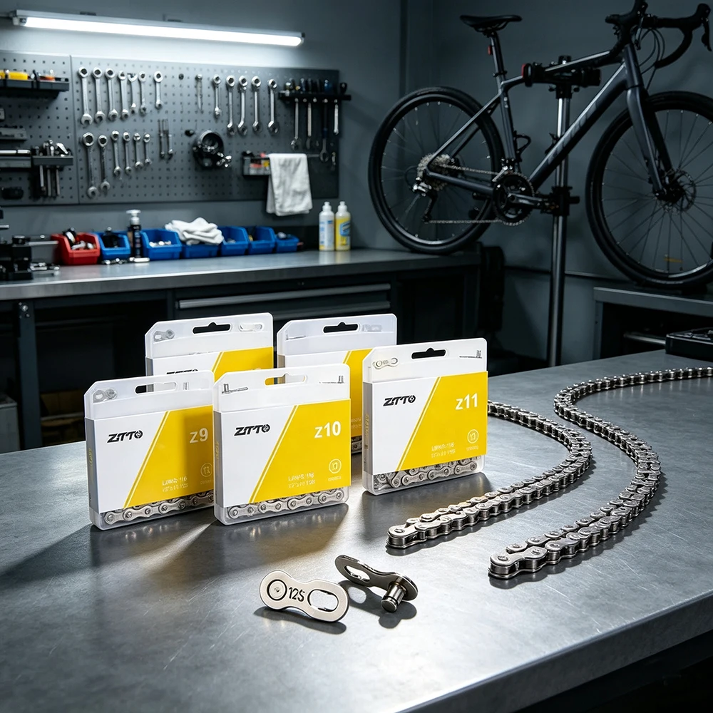 ZTTO Silberne Fahrradkette, hochwertig, langlebig, kompatibel mit 7-12-Gang-Fahrrädern, Single-Speed-Kette für 7s 8s 9s 10s 11s 12s Bi