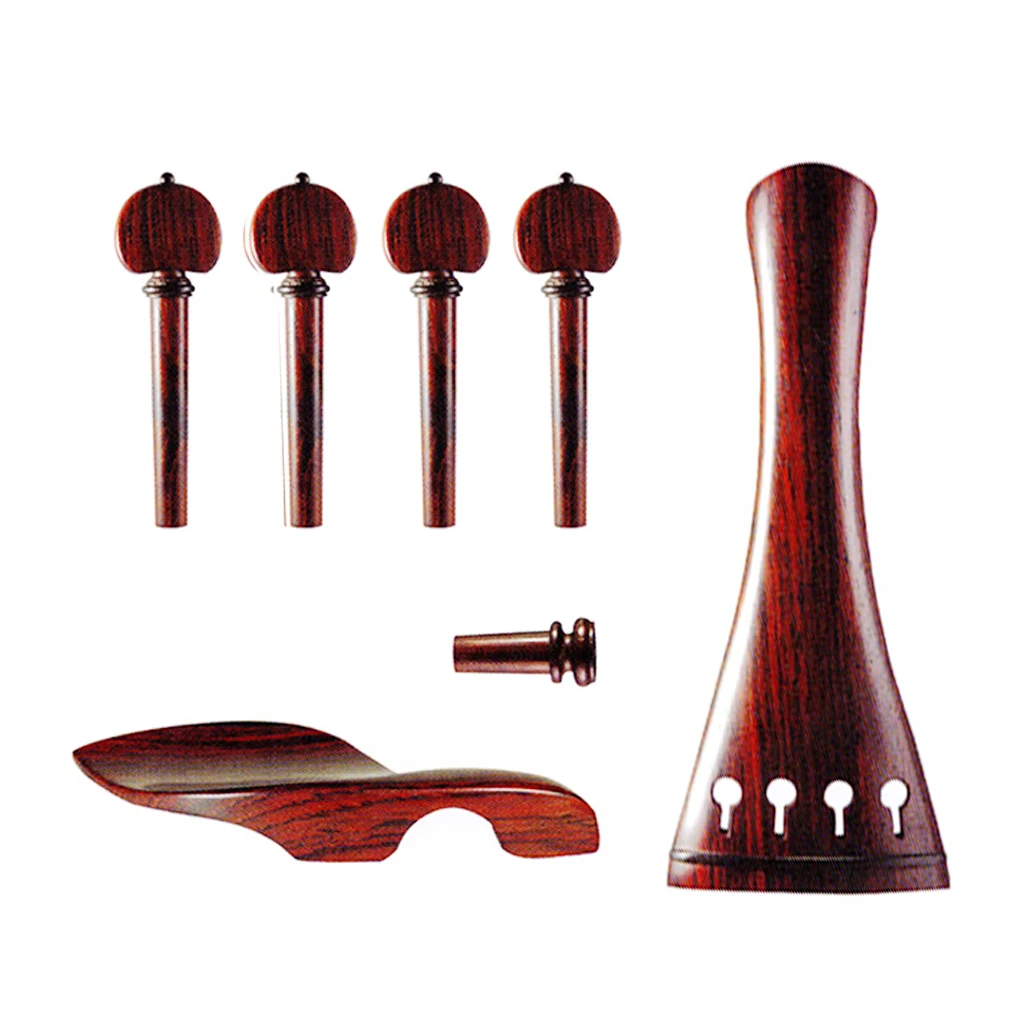 Hill Style Rosewood Violin Parts 4/4 Tailpiece 4PCS Turning Pegs Endpin Chinrest Full Set For Handmade Fiddle Parts Acessories