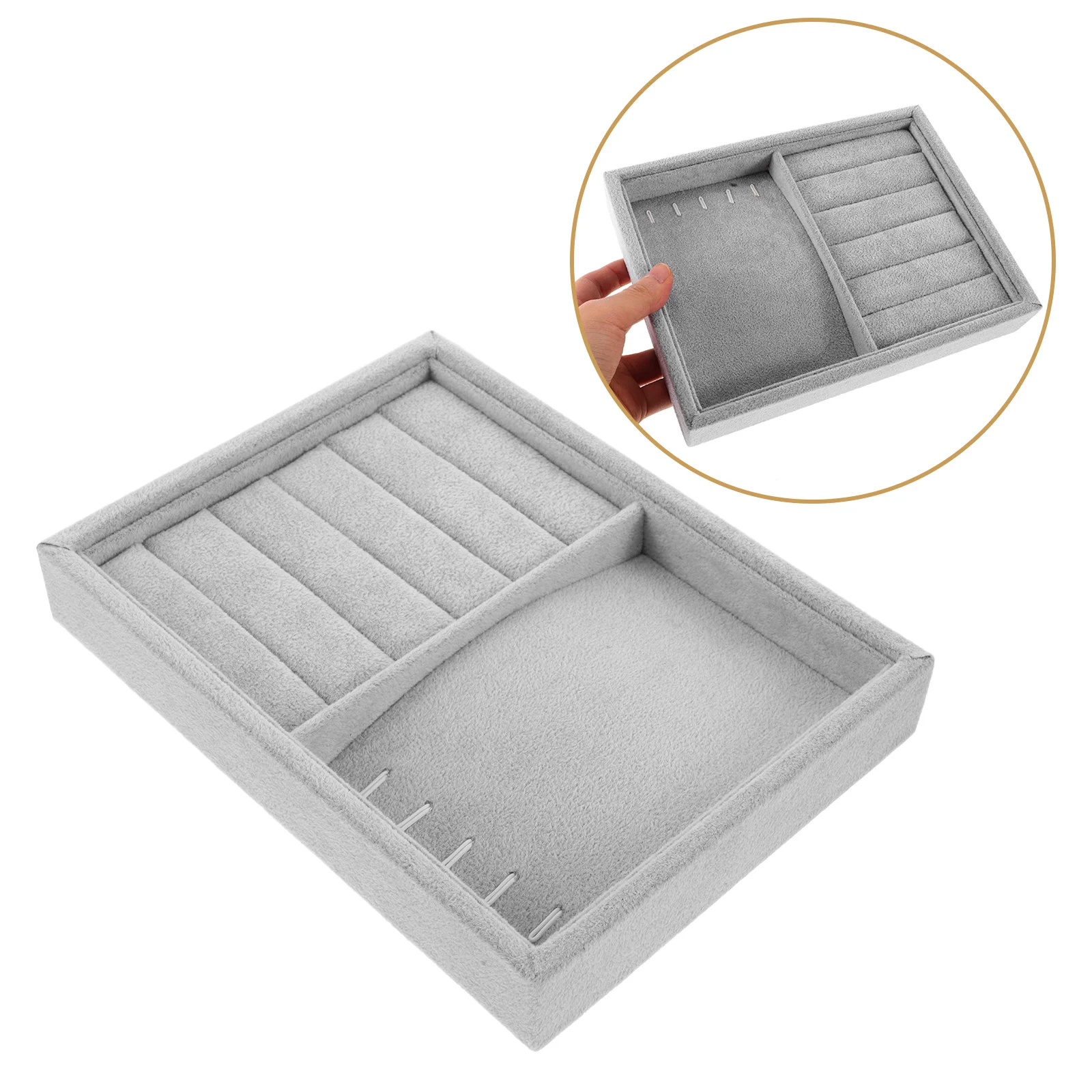 

Jewelry Organizer Tray Storage Box For Earrings Necklaces Rings Bracelets Drawer Soft Scratchproof Elegant Stackable