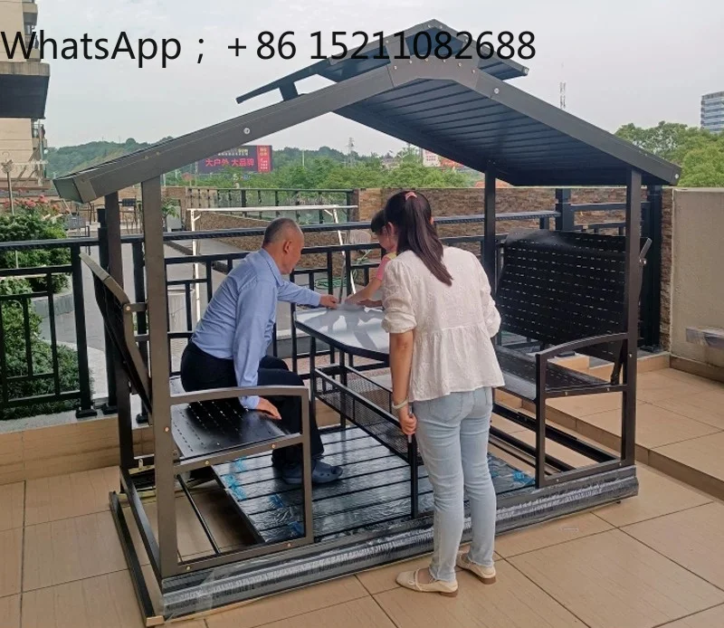 LLY Outdoor Aluminum Alloy Swing Chair Villa Garden Terrace Balcony Home Leisure Power Garden Rocking Chair