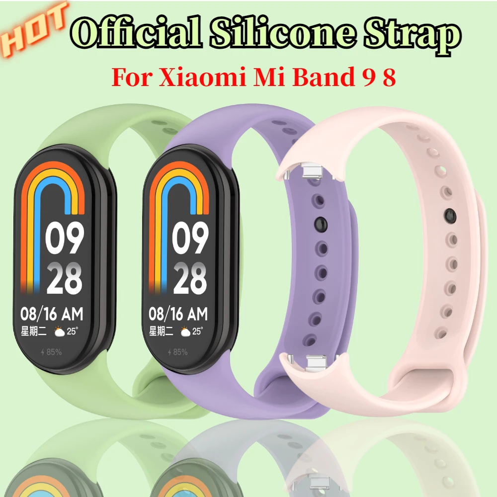 Sports Silicone Strap for Xiaomi Mi Band 9 8 Soft Comfortable Official Bracelet Wristband Mi Band 9 8 Correa Belt Accessories