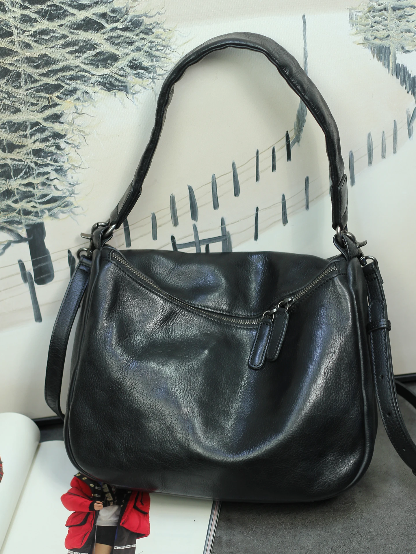 

Weekend daily travel luxury first layer cowhide women's shoulder bag casual simple soft genuine leather ladies underarm bag