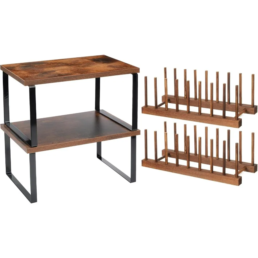 4 قطعة اكسسوارات منظم المطبخ مجموعة خزانة منظم الرف و الخيزران طبق تجفيف لوحة رفوف مكافحة تخزين Holde