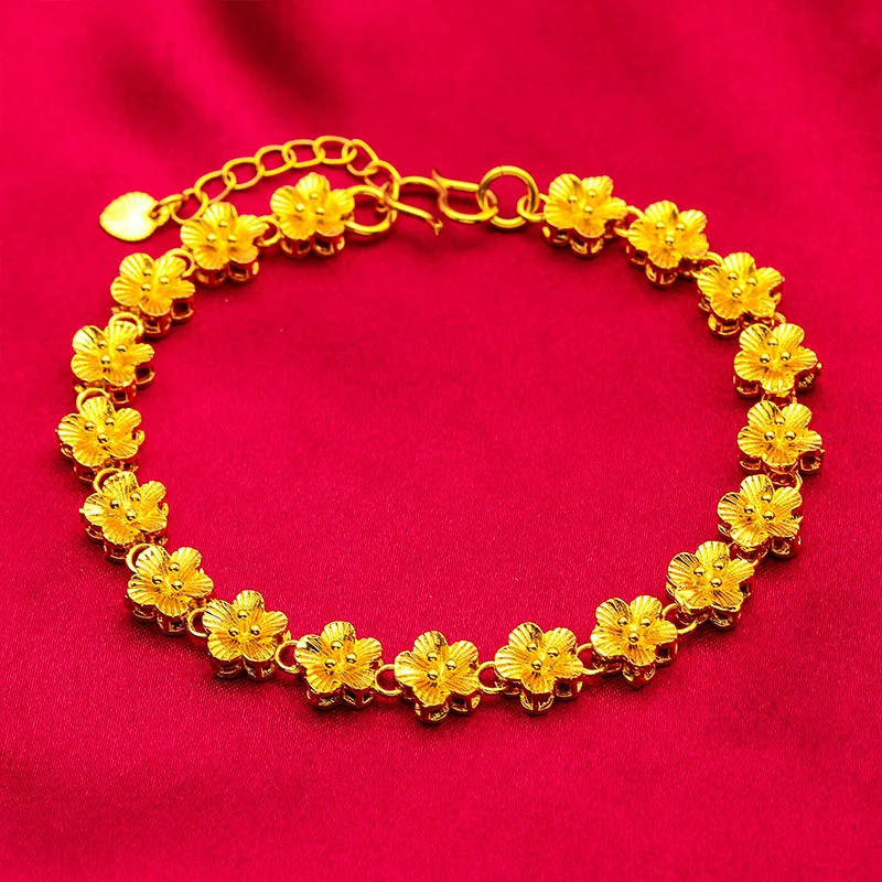 

Mencheese Vietnam Placer Gold Strawberry Bracelet Lady's Flower Gold-Plated Copper Jewelry Colorfast Gifts for Girlfriend