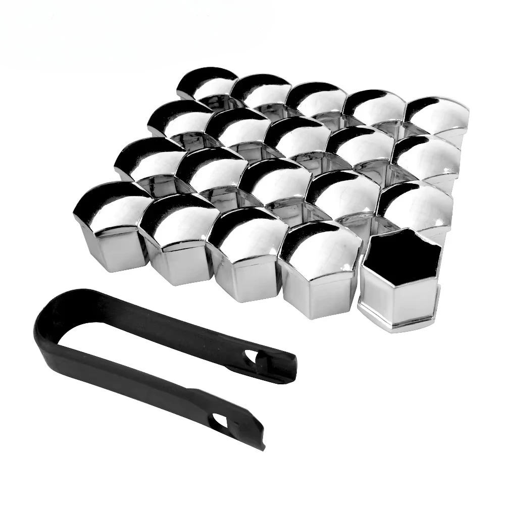 20Pcs Universal Anti-Rust Chrome Glossy ABS Wheel Nut Screw Bolt Caps 17 19 21mm Auto Trim Tyre Protection Car Accessories