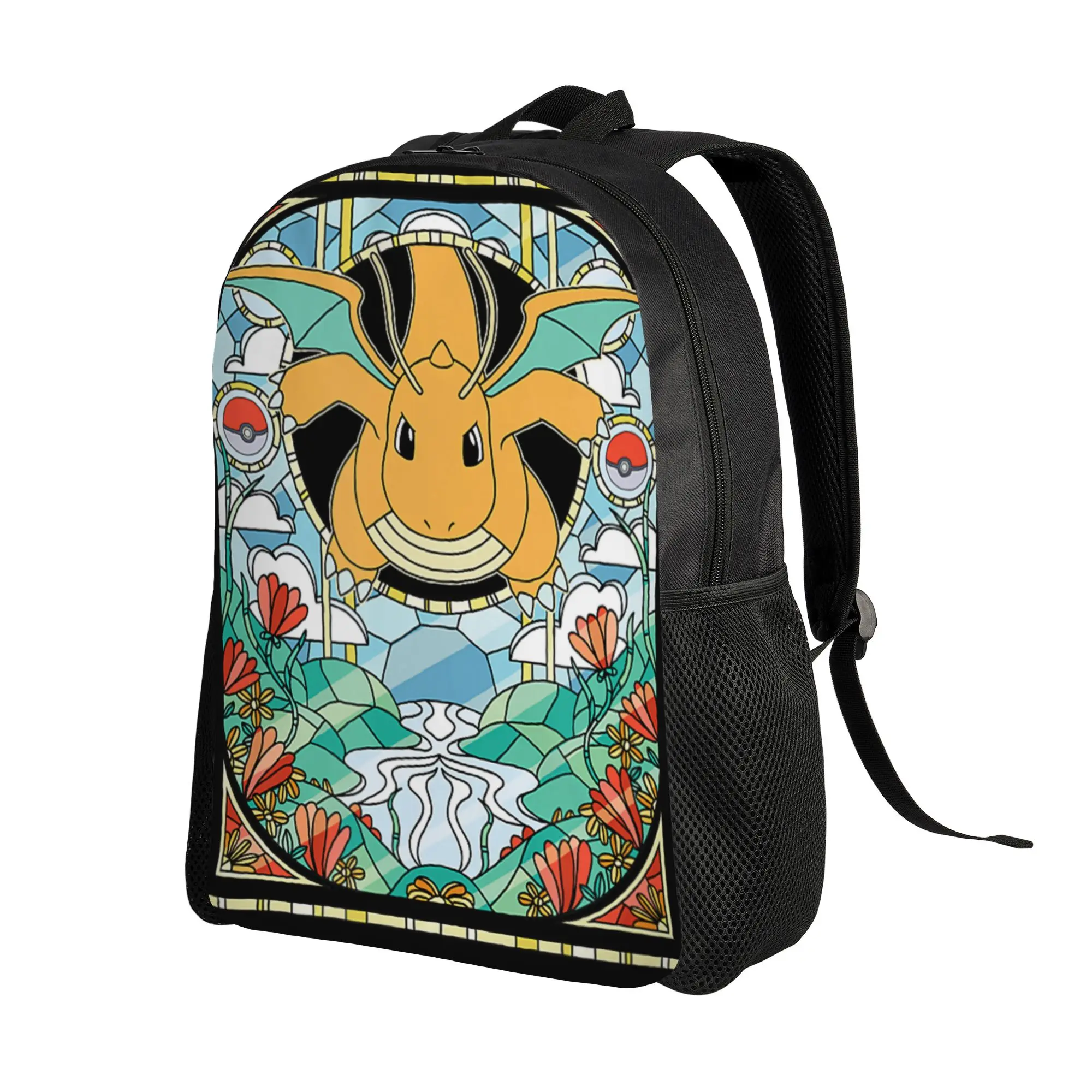 Pokemon backpacks Dragonite Stained Glass Dragon Type Generation 1 Daypack  mochila Journey Zipper Closure Rucksack
