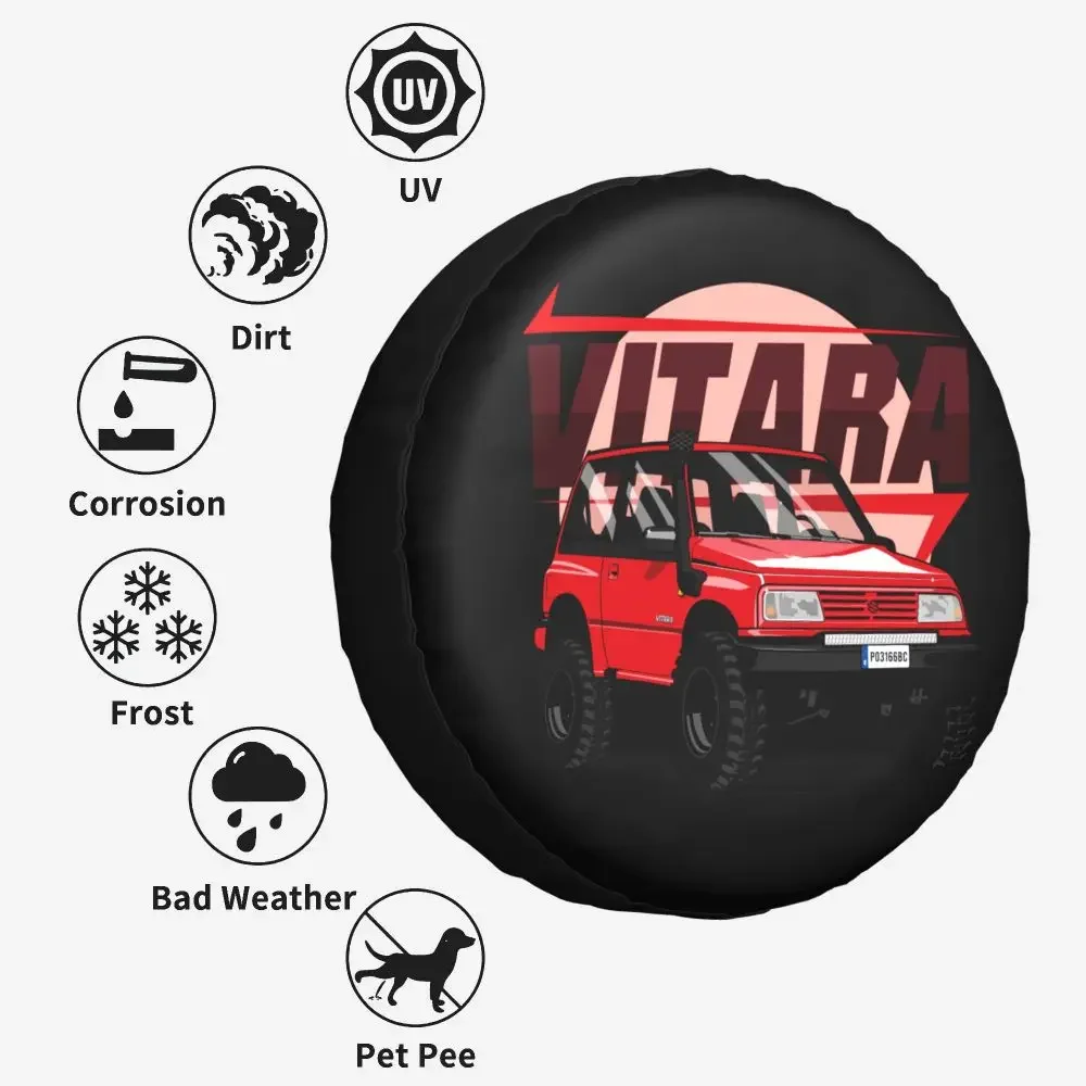 Maßgefertigte Vitara Offroad Ersatzradabdeckung Tasche für Jeep Hummer Auto-Radschutz Zubehör 14" 15" 16" 17" Zoll – Detail 7