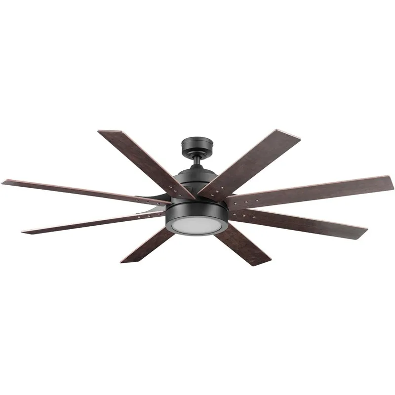 Honeywell Ceiling Fans Xerxes, 62 Inch Contemporary LED Ceiling Fan with Light and Remote Control, 8 Blades with Dual Finish