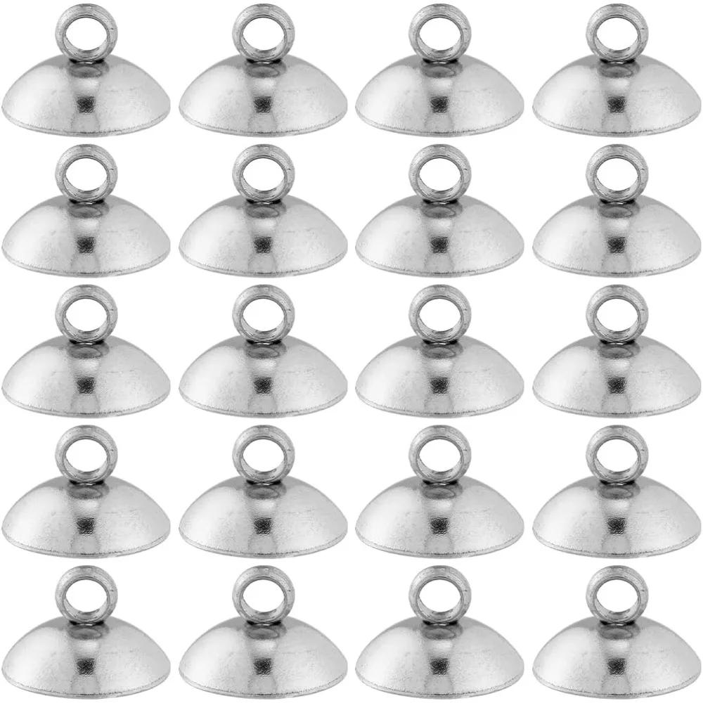 

100 шт., подвесные колпачки из нержавеющей стали 304, колпачки для бусин из нержавеющей стали, 8 мм, висячие соединители с петлей для комплекта ювелирных изделий
