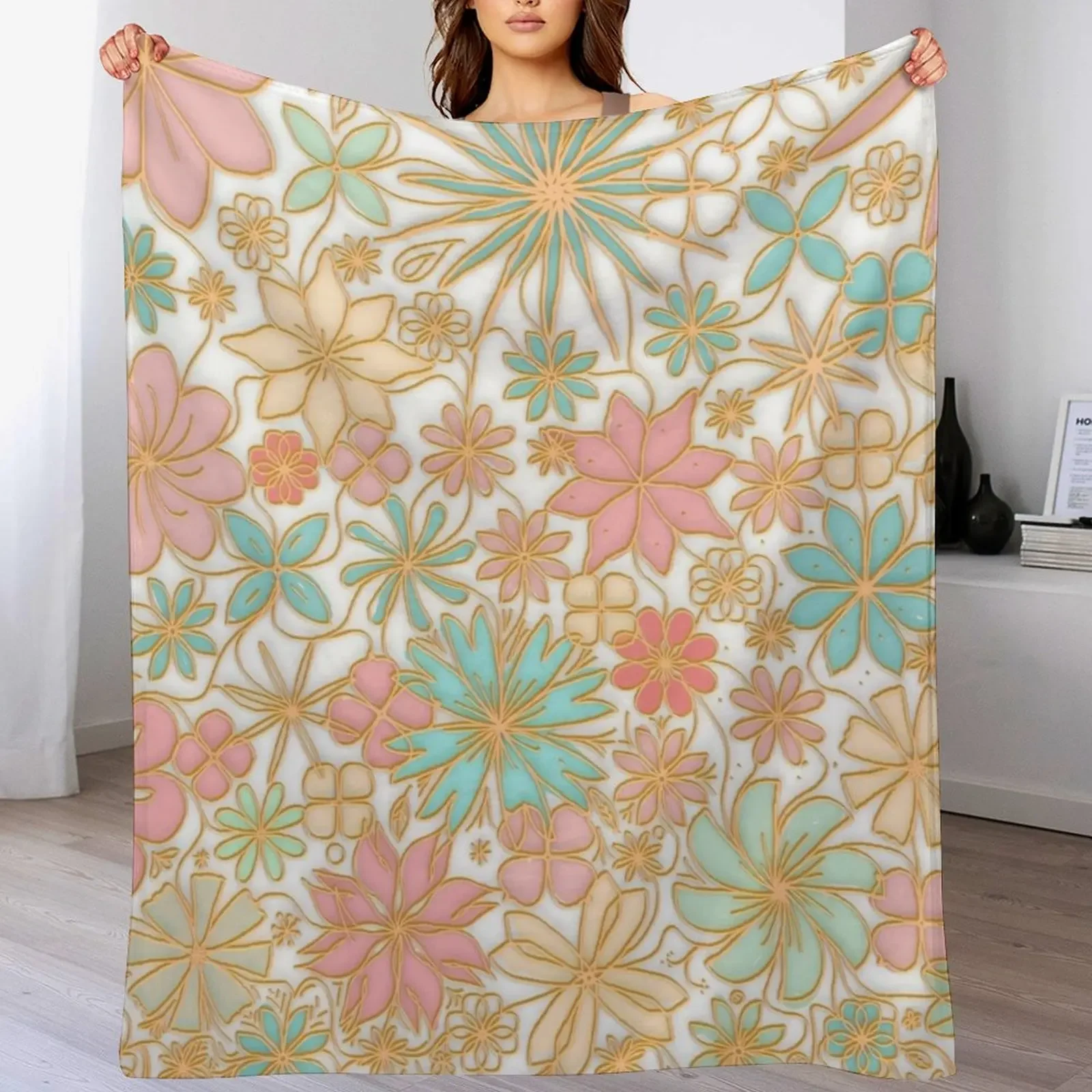 

peace flowers Throw Blanket Nap Large Retros Shaggy Blankets