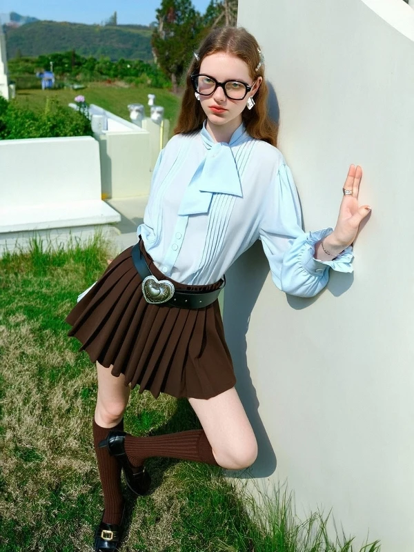 

Женский модный дышащий топ AHMI Long Sve с поясом, однотонный, повседневный, для весны и осени