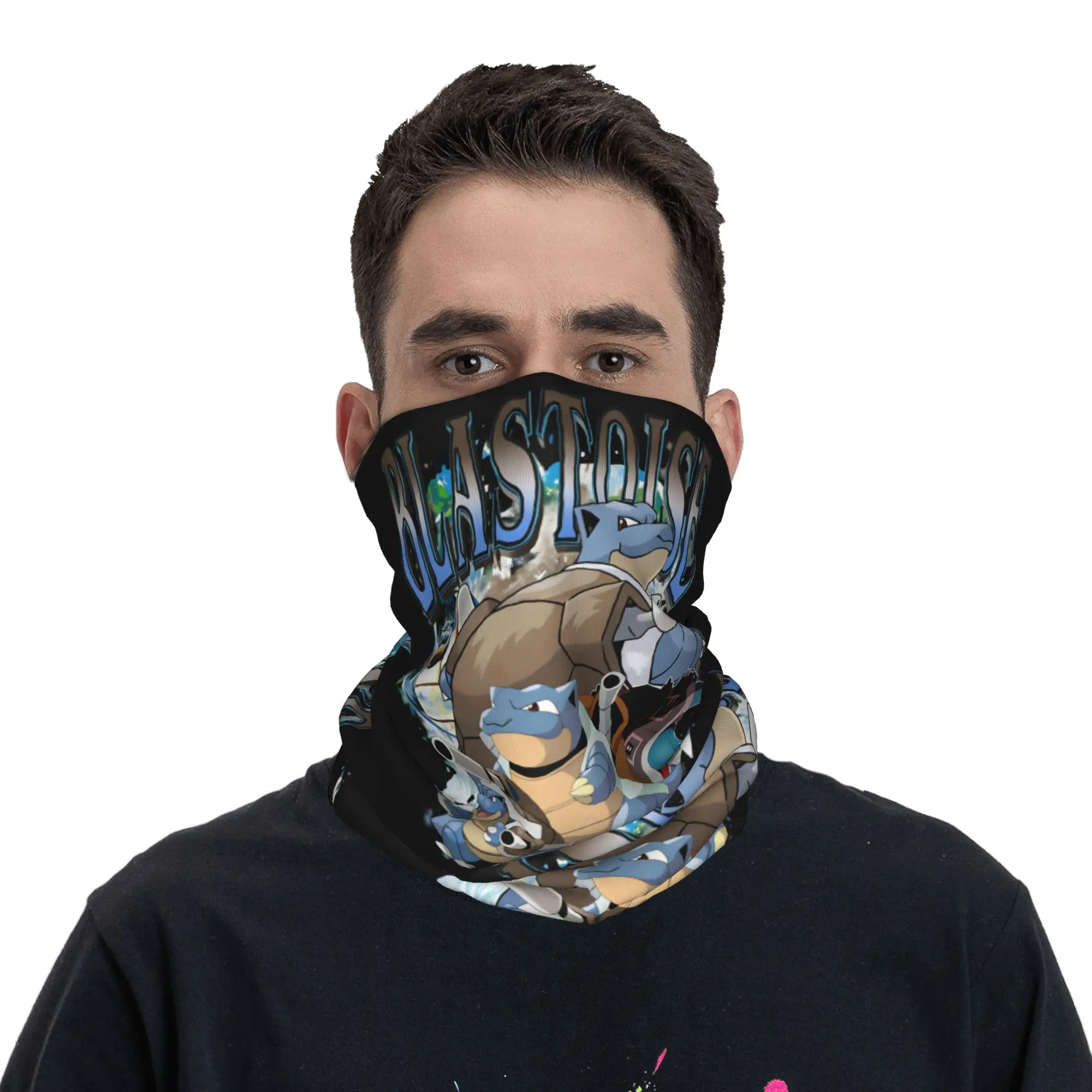

Blastoise Pokemon Cartoon Bandana Neck Gaiter for Ski Running Women Men Wrap Scarf Anime Balaclava Warmer