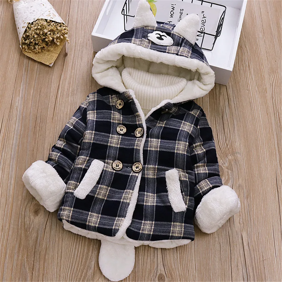 Winter New Baby Girl Cotton Coat Hooded Fleece Toddler Clothes Windproof Warm Thickened Children Jacket Overalls Kids Costume