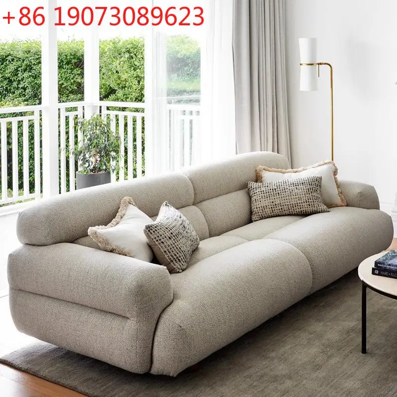 

Nordic modern minimalist fabric cream bed and breakfast style sofa lamb wool module small apartment three people