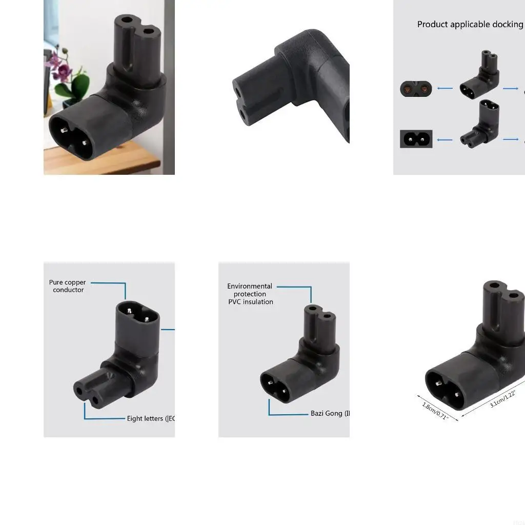 193A IEC320 C7 to C8 90 Degree UP Down Angled IEC C8 to C7 Figure 8 AC Power Adapter