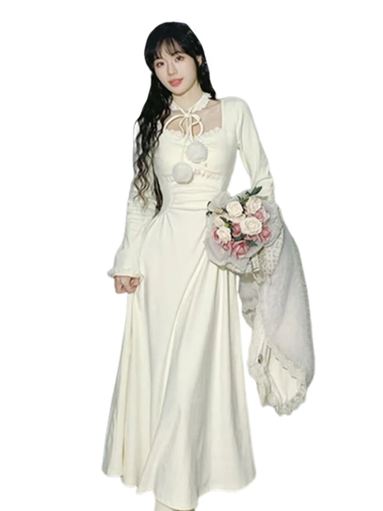 Afslankende en rok Taille Cinching Long Sve Dames Dr Lente Herfst High Faion Roze A-lijn Dr Sweet Sle