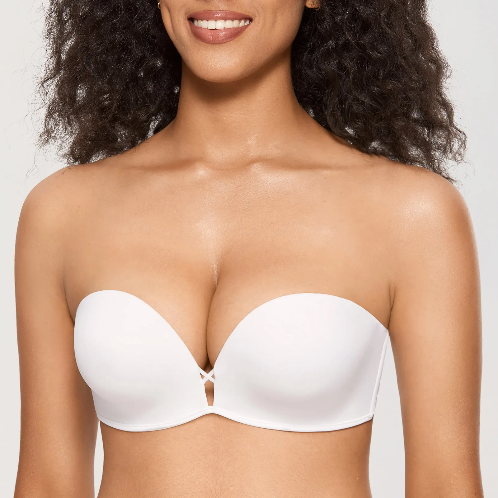 Women's Push Up Strapless Bra Convertible T-shirt Underwire Add-2-Cup Bandeau Invisible Bras Half Cup