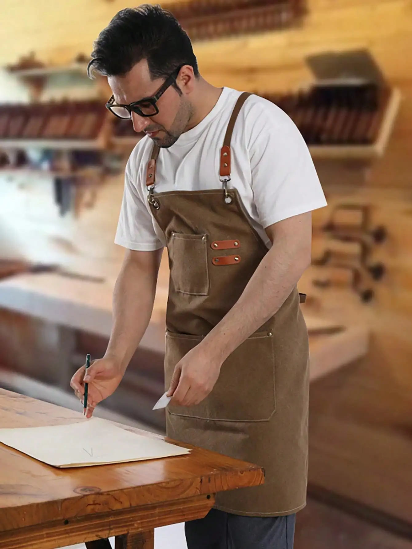 

Thick Canvas Work Apron - Waterproof & Durable for Kitchen, Coffee Shop, Horticulture, Crafting & DIY