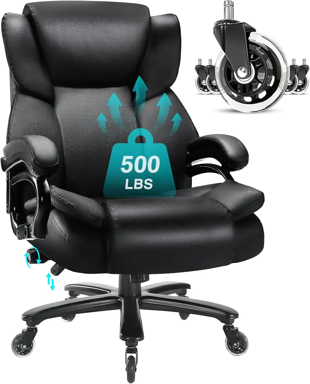 

500lbs Big and Tall Office Chair, Heavy Duty Office Chair for Heavy People,High Back Executive Desk Chair with Adjustable Lumbar