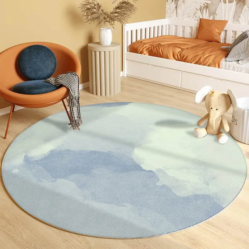 Simple Gradient Style Round Rugs Rustic Art Fresh Fashion Decorative Carpets for Living Room Bedroom Lounge Checkroom Mats