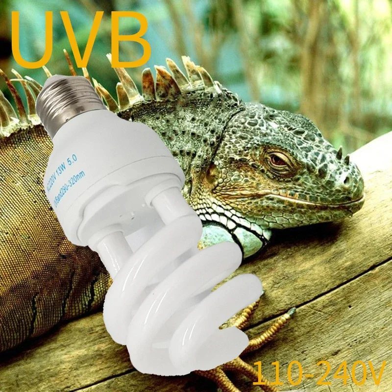 UVB5.0 10.0 Lizard แคลเซียมอาหารเสริมหลอดไฟ 13W 26W UV หลอดไฟ E27 ประหยัดพลังงานโคมไฟสัตว์เลื้อยคลานสําหรับเต่าและสัตว์สะเทินน้ําสะเทินบก