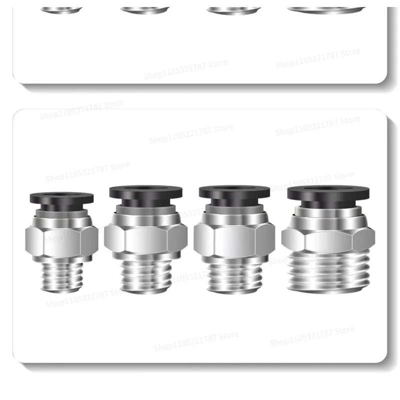 For Pneumatic Quick Plug Quick Connector Thread Through PC4/6/8/10/12-M6/M8/M10/M12/16