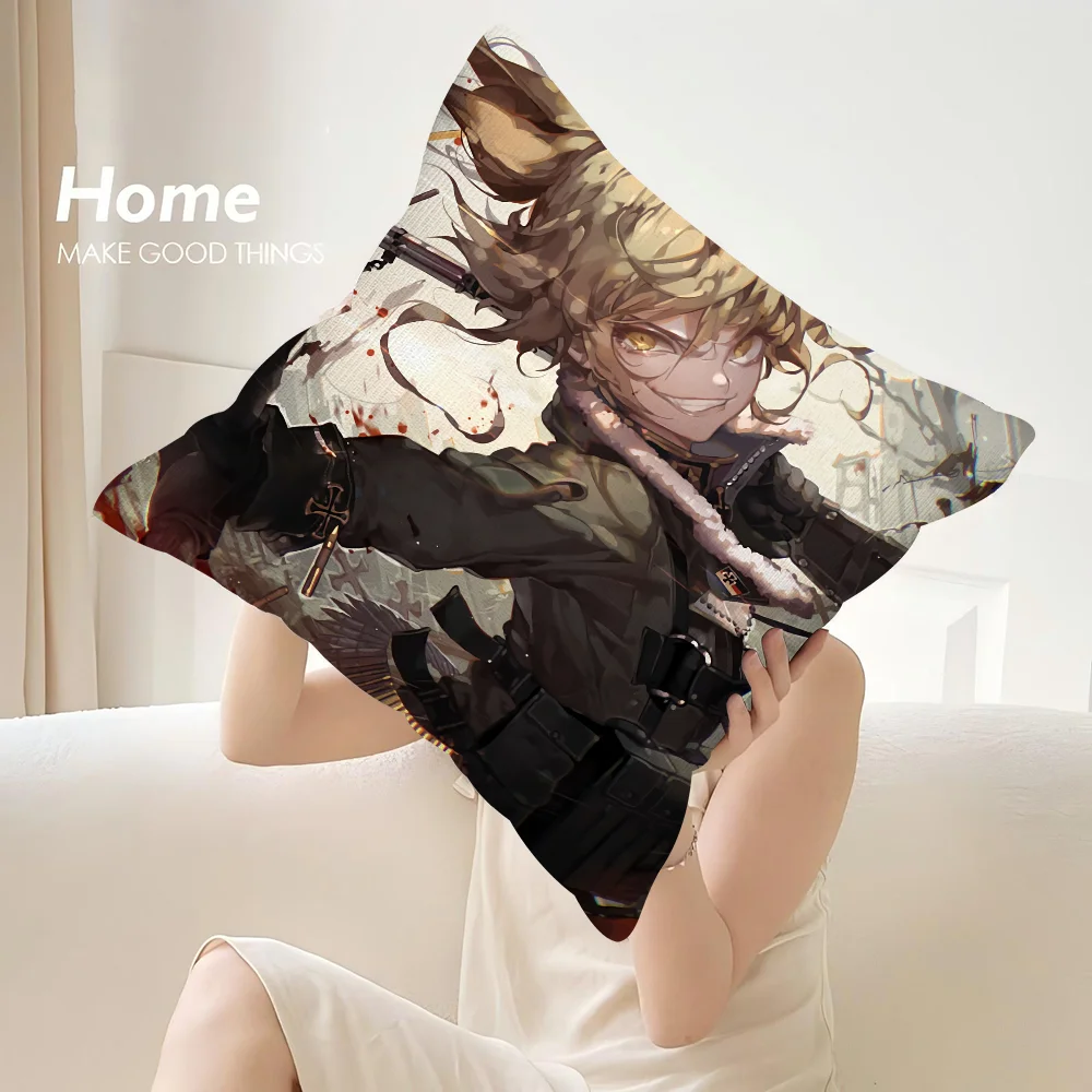 S-Saga Of Tanya Evil Pillow Case Sofa Decorative Home Double-sided Print Plush Square Throw Pillow Covers Cushion Decor Cover