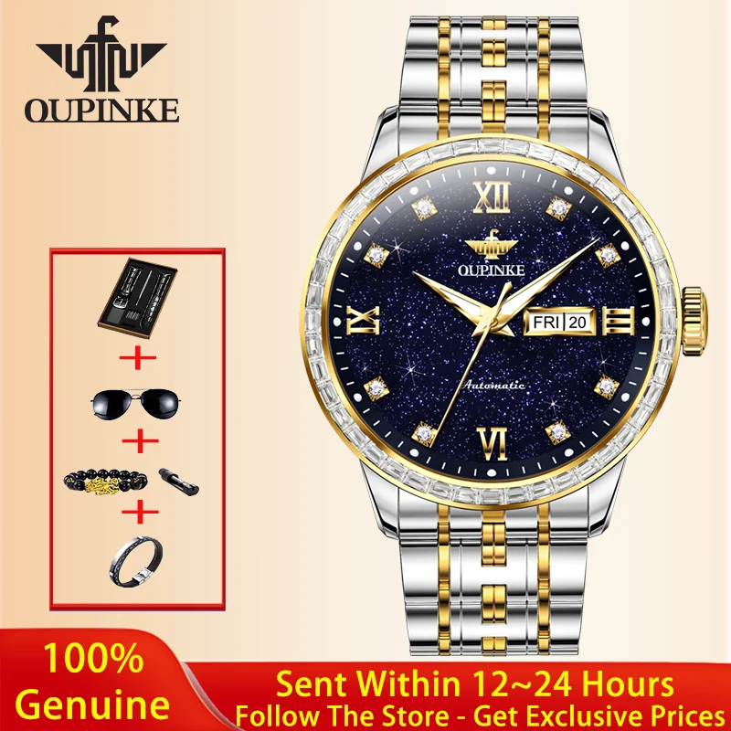 OUPINKE 3258 Automatic Watch Luxury Men Mechanical Watch Date Waterproof Luminous Starry Sky Watch High Men Watch Reloj Hombre