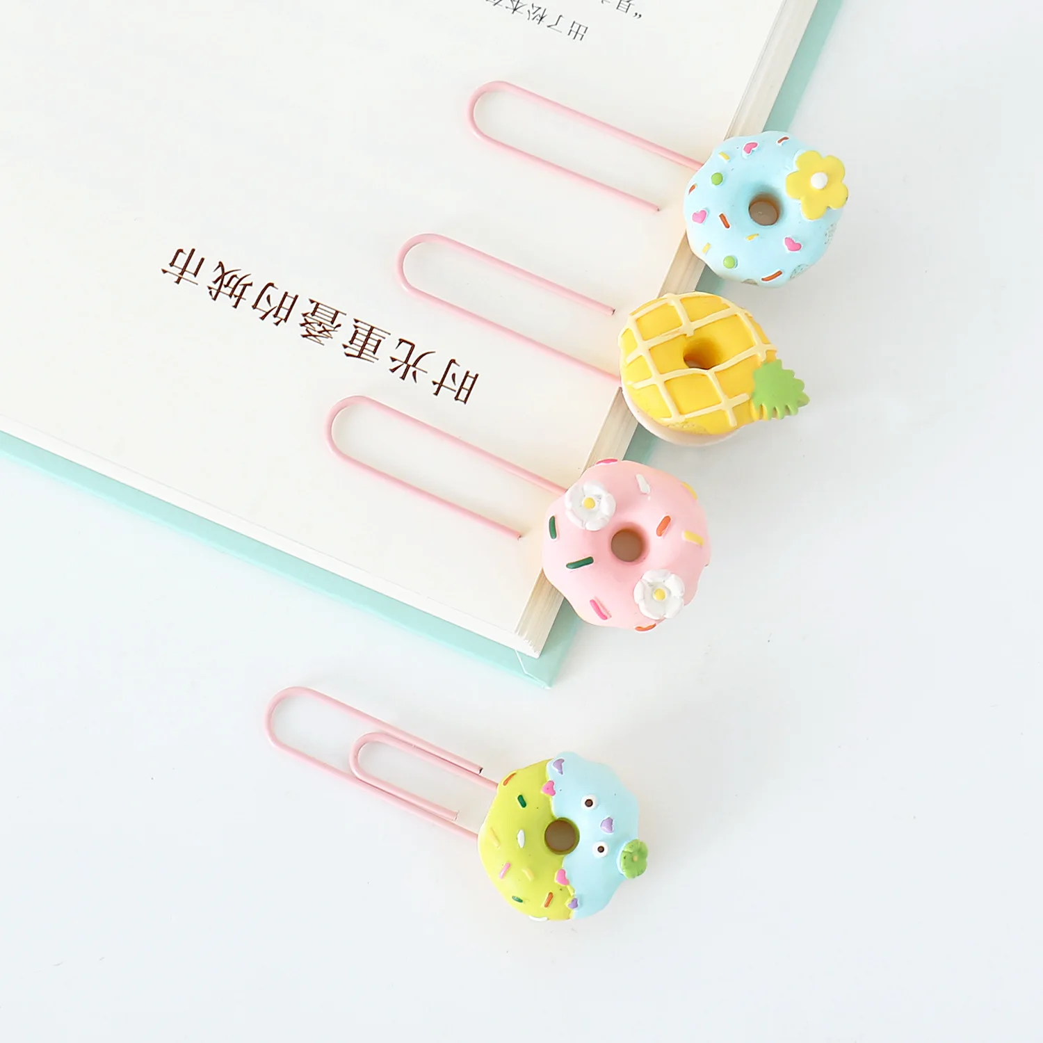 5pcs Paperclips Resin Doughnut Shape Paper Clip Notebook Handaccount Clip Office Accessories Paper Clips Stationary Bookmark