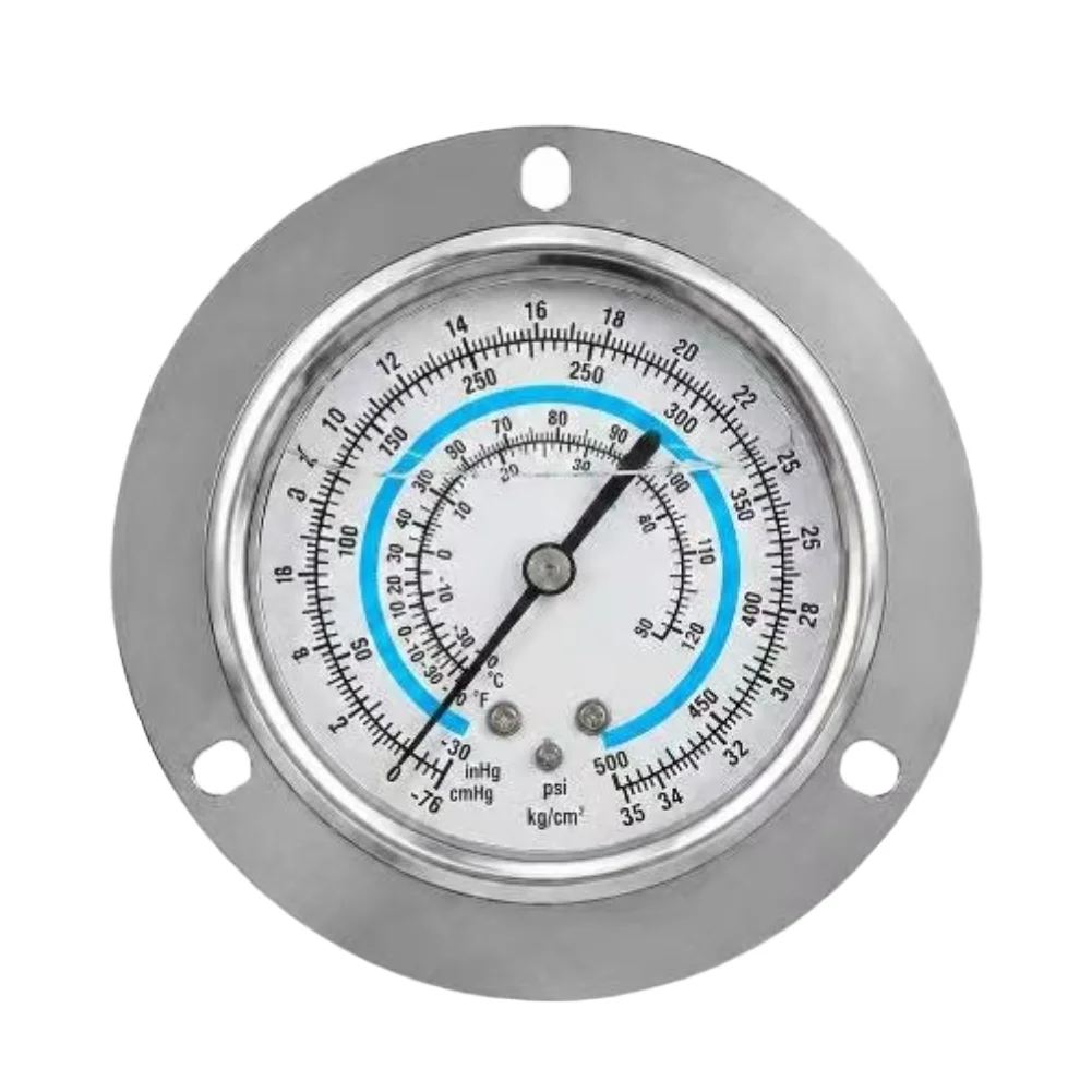 Coolant Pressure Gauge 7/16 Inch Thread 6cm Shock Resistant Metal Hydraulic Oil Gas Water Pressure Meter Silver Gauge Part