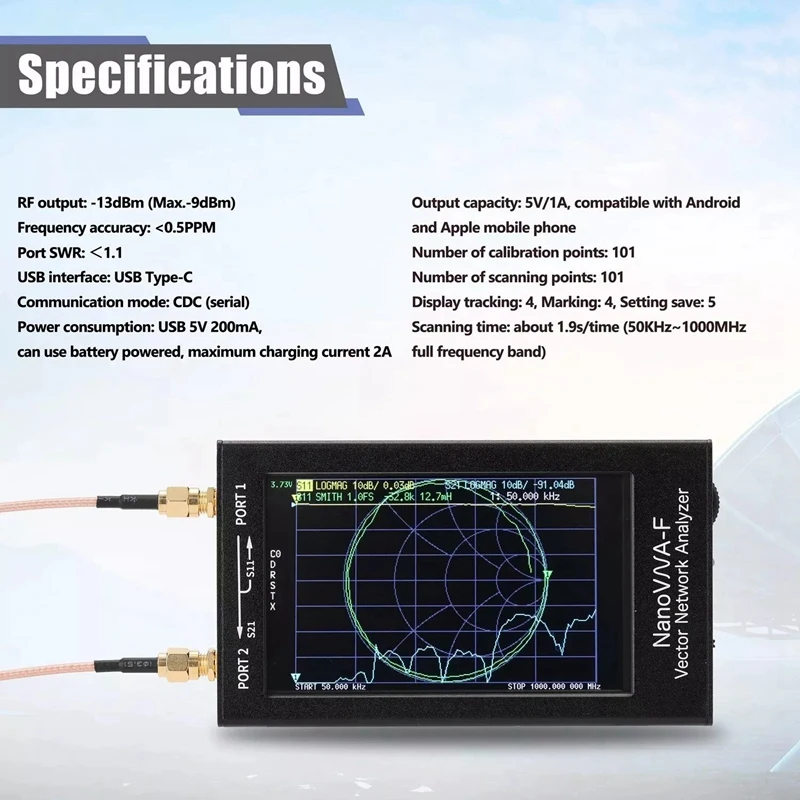 ナルオブナ-f、ハンドヘルド、ツワメーター、50khz-1000mhz、4.3インチips、tft、デジタルディスプレイ、短波、mf、hf用のポータブルベクトルネットワークアナライザー