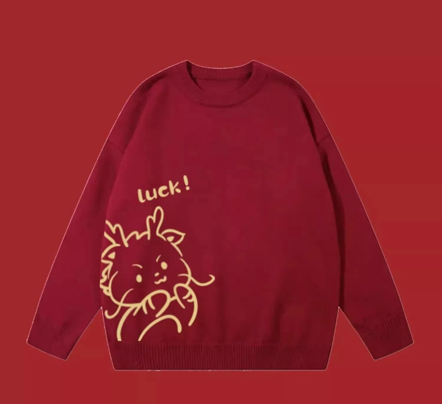 

Red Sweater, Thickened Autumn and Winter, Dragon Year, Zodiac Year, Clothing for Couples, Knitted Sweater, Jacket