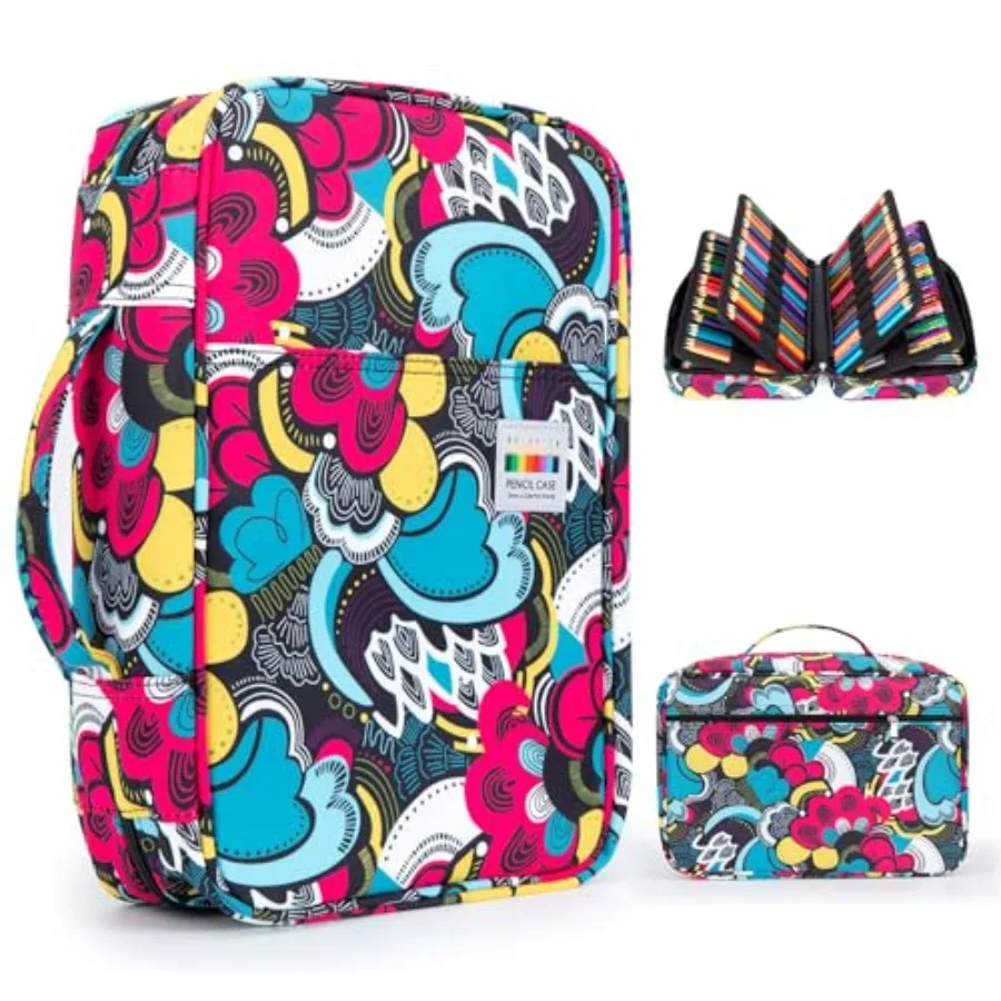 

Пенал для цветных карандашей на 300 ячеек - Органайзер для ручек с удобной ручкой и многослойным отделением на молнии для цветных карандашей Prismacolor