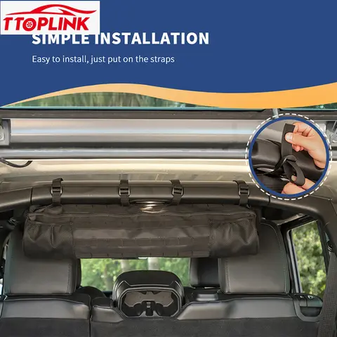 Interior Universal Stowing Tidying Car Seat Back Roll Bar Tool Storage Bag for Suzuki Jimny for Jeep Wrangler Car Accessories 8 best sales jeep jl storage - №7