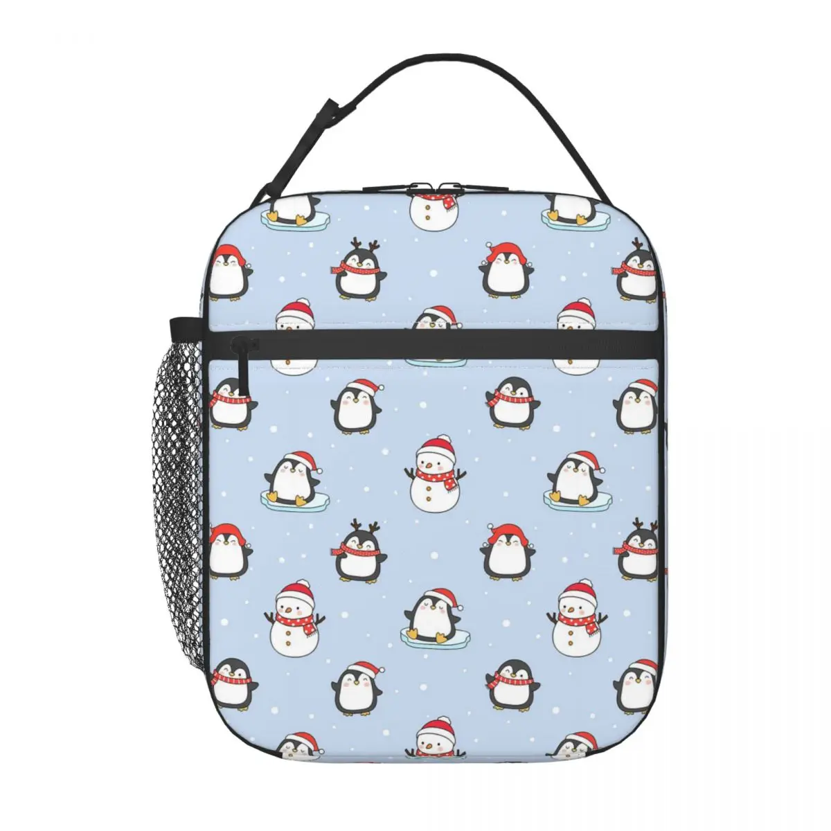 Cute Penguin And Ice Snow Pattern Insulated Lunch Bag for Women Children Portable Food Boxes Thermal Lunch Box Tote