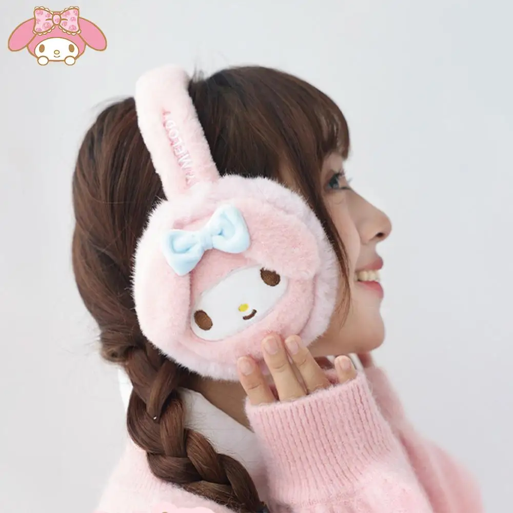 Sanrio My Melody Plush earmuffs Anime Kawaii Cinnamoroll winter cute girl student soft thicken warm festival Gift riding outdoor