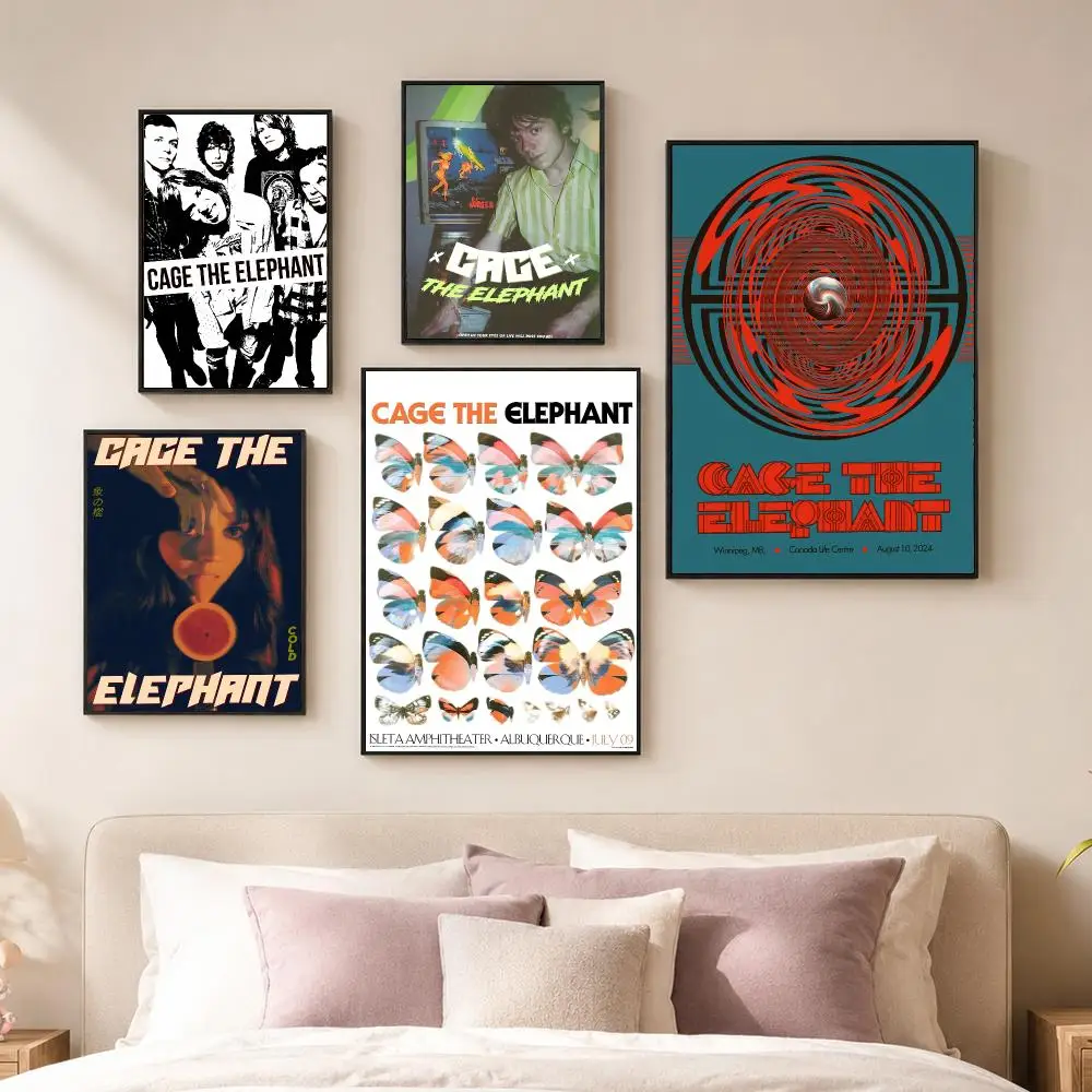 Rock Band C-Cage The Elephant Album Cover Poster Vintage PP Paper Wall Art Home Decor Print for Bedroom Living Room Aesthetic
