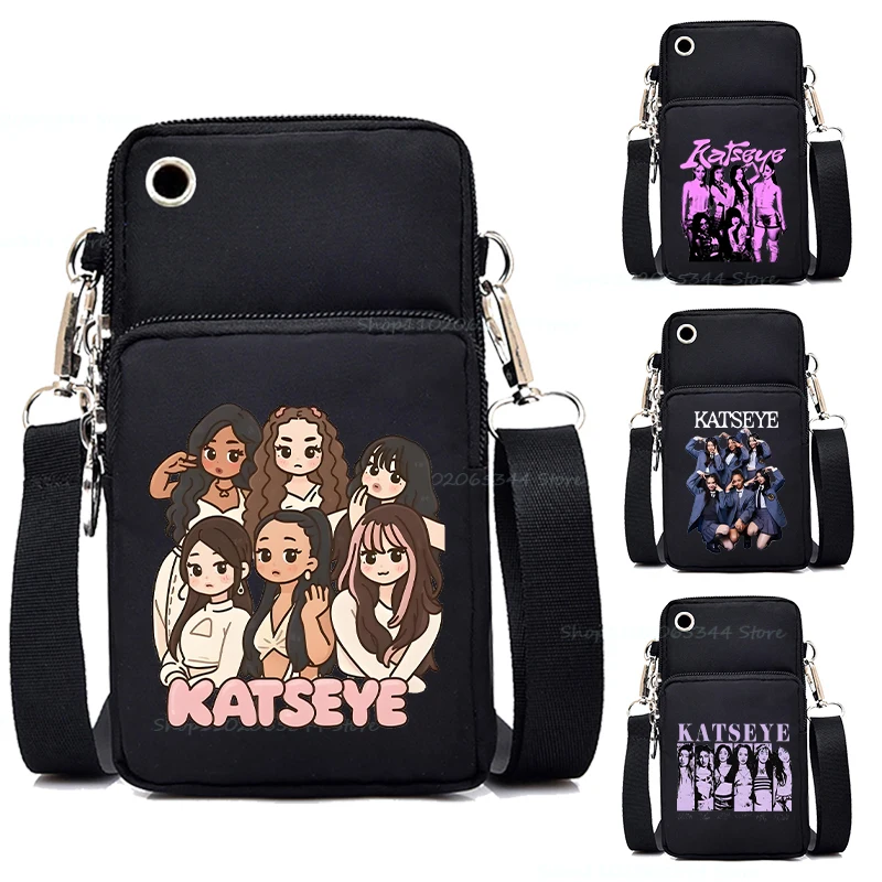 Women Men Vintage Katseye Hip Hop Small Shoulder Bags Girls Boys Katseye Mini Mobile Phone Bags New Purses Crossbody Bags Gifts