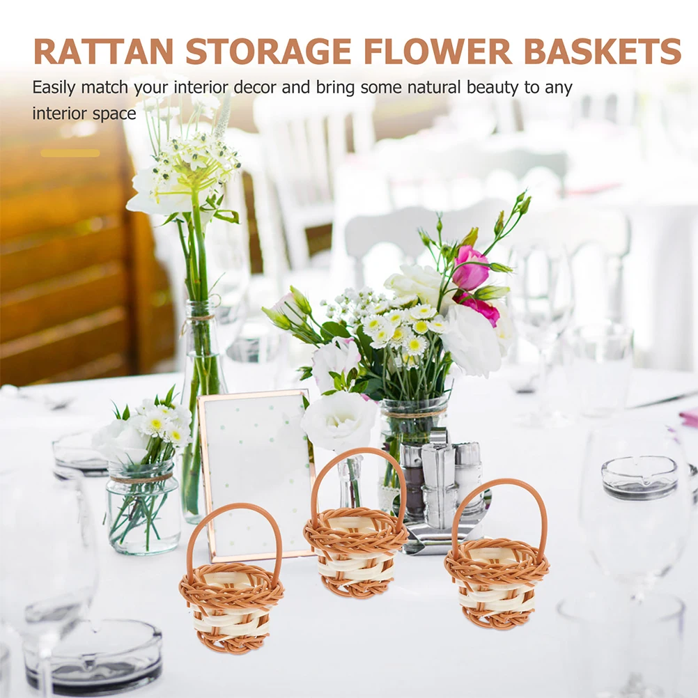 

8Pcs Baskets Tiny Basket Portable Flower Arrangement Woven H Small Baby Decorative LightweightTiny