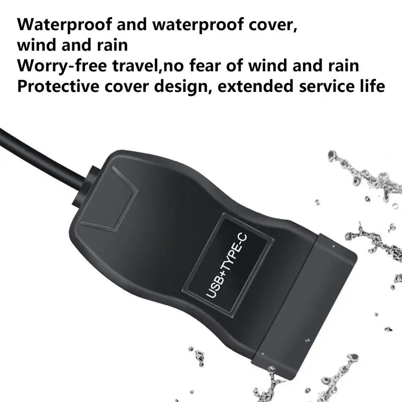 Scooter Phone Charger Waterproof Fast Charging Charger Square Cell Phone Charger Black Motorcycle Accessories For Scooter