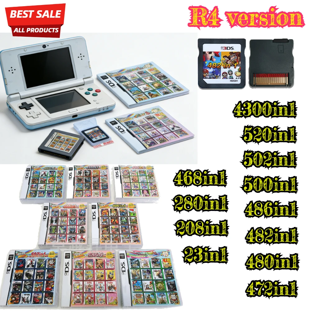 4300in1/208in1/280in1/472in1/520in1 MULTI CART Super Combo Video Games Cartridge Card Cart For DS NDS 3DS 3DSXL 2DS NDSL NDSI ﻿