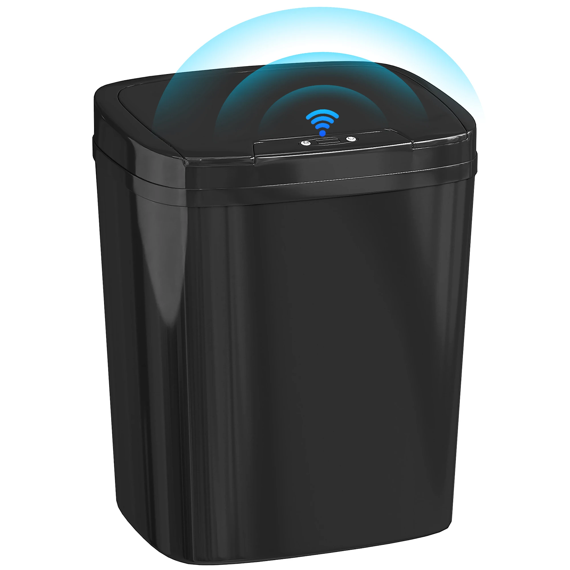 HOMCOM Cubo de Basura Cocina Automático 15 L, Papelera de Cocina con Sensor Infrarrojo y Modo Manual, Anillo de Retención