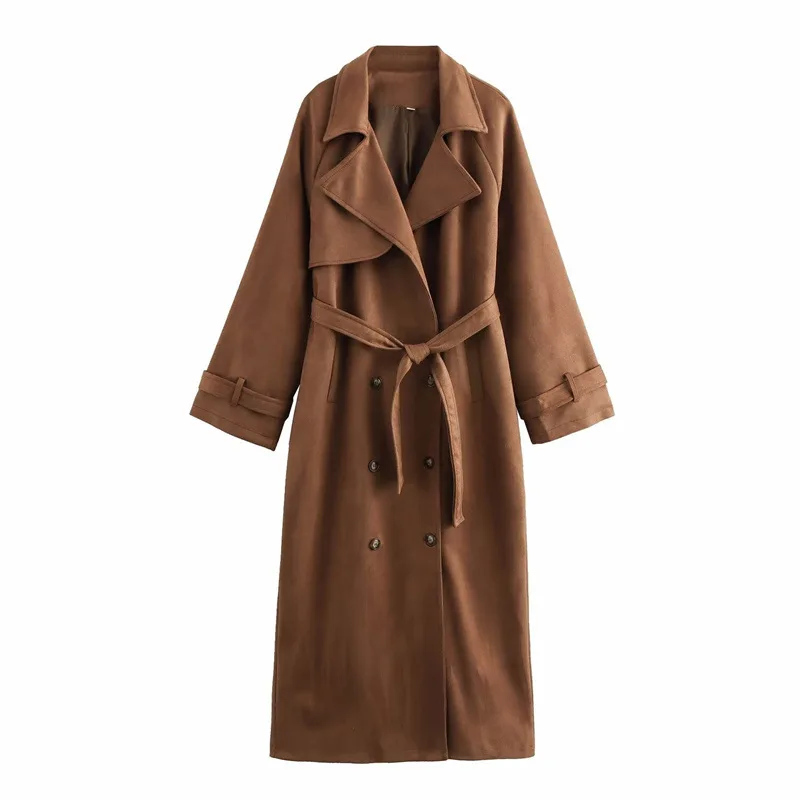 

Autumn 2025 Women's Faionable Long Sve Windbreaker Coat with Belt Mid-Length Turn-down Collar Outerwear Ele Lady's J...